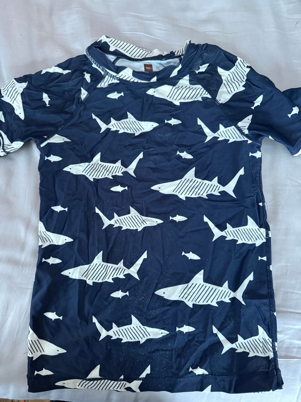Tea Collection  navy shark rashguard Shirt size 8